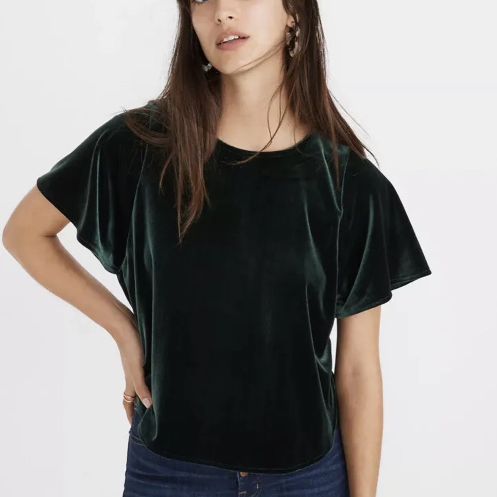 Madewell Velvet Butterfly Top Emerald Green-Whimsigoth Fairy Women’s Small - Picture 4 of 5